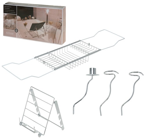 Chrome extendable bath - chrome, rack
